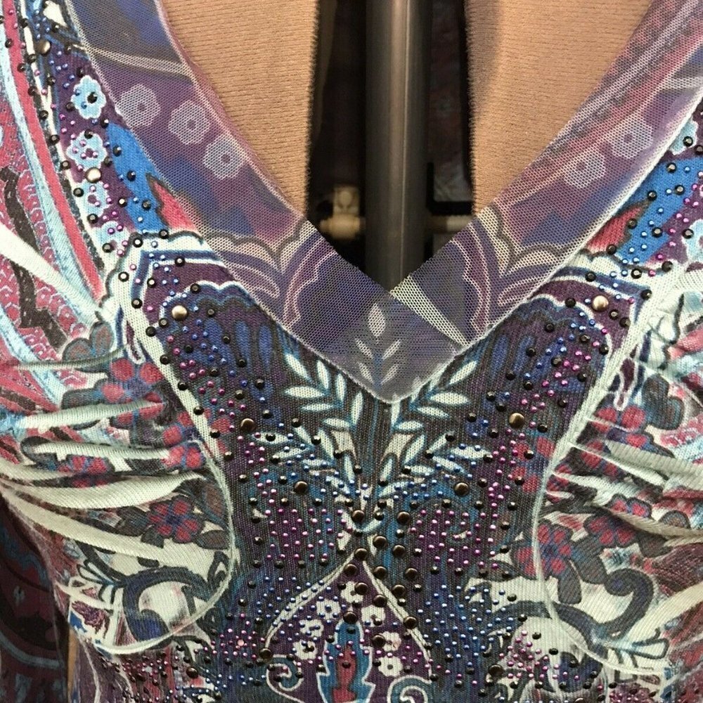 APT 9 Size M - L. 3/4 Sleeves. Empire Tunic Top. Embellished. Stretch. B11 - Picture 2 of 8